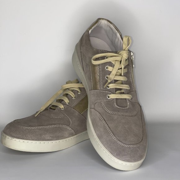 The David Tate Women Sneakers Beige Genuine Leather NWT - Picture 4 of 13